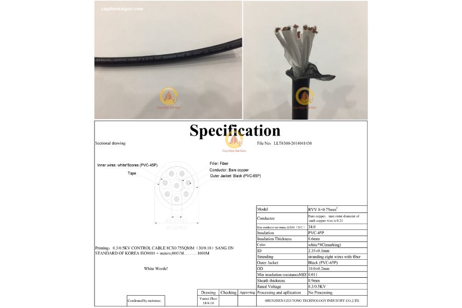 Cáp điều khiển Sangjin 8 core không lưới: Giải pháp tối ưu cho hệ thống điều khiển công nghiệp
