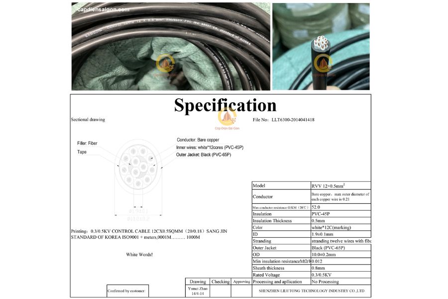 Cáp Điều Khiển Sangjin Không Lưới 12 Core x 2,5 mm² (Sangjin RVV 12x2,5mm²): Giải Pháp Hoàn Hảo Cho Hệ Thống Điều Khiển Công Nghiệp Hiện Đại